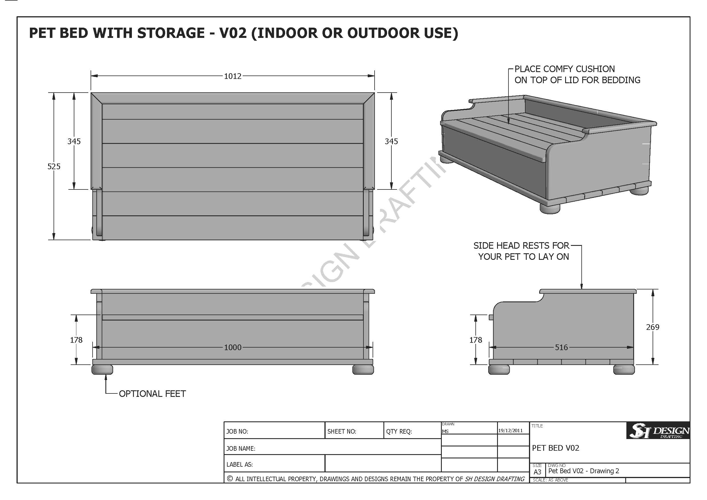 (BUILDING PLANS) FOR DOG & CAT PET BEDS 3 SIZES Build Your Own